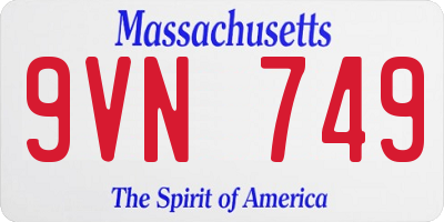 MA license plate 9VN749