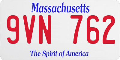 MA license plate 9VN762