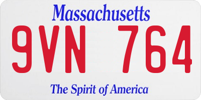 MA license plate 9VN764
