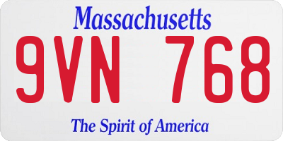MA license plate 9VN768