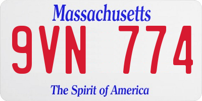 MA license plate 9VN774