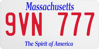 MA license plate 9VN777