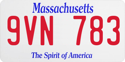 MA license plate 9VN783