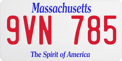 MA license plate 9VN785