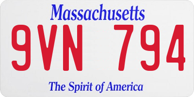 MA license plate 9VN794