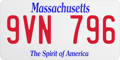 MA license plate 9VN796