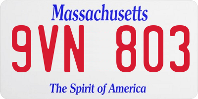 MA license plate 9VN803