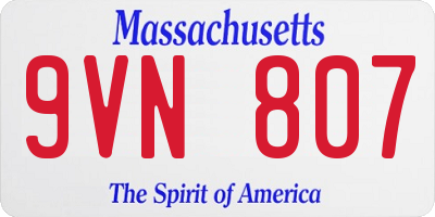 MA license plate 9VN807