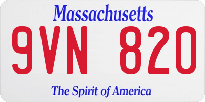 MA license plate 9VN820