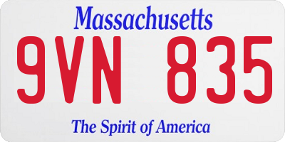 MA license plate 9VN835
