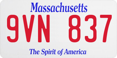 MA license plate 9VN837
