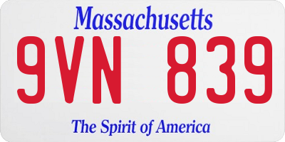 MA license plate 9VN839