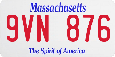 MA license plate 9VN876
