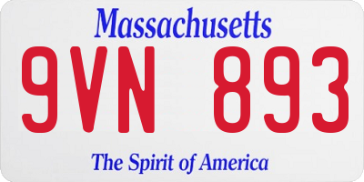 MA license plate 9VN893
