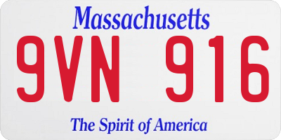 MA license plate 9VN916