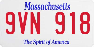 MA license plate 9VN918