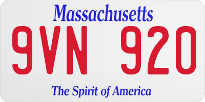 MA license plate 9VN920