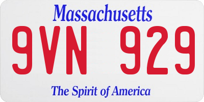 MA license plate 9VN929