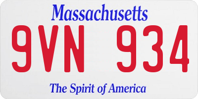 MA license plate 9VN934
