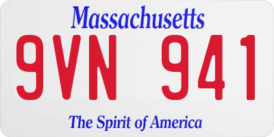 MA license plate 9VN941