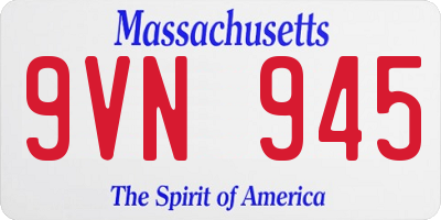 MA license plate 9VN945