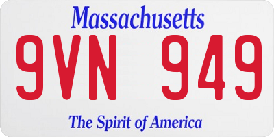 MA license plate 9VN949
