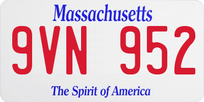MA license plate 9VN952