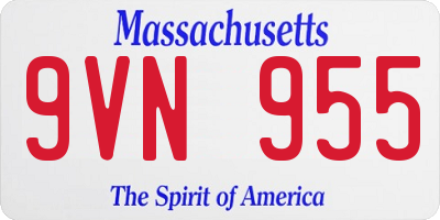 MA license plate 9VN955