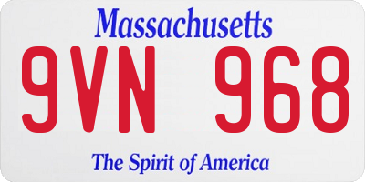 MA license plate 9VN968