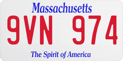 MA license plate 9VN974