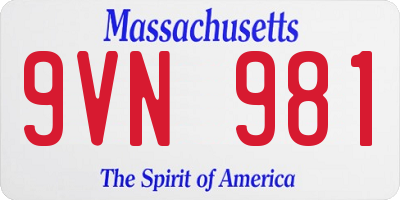 MA license plate 9VN981