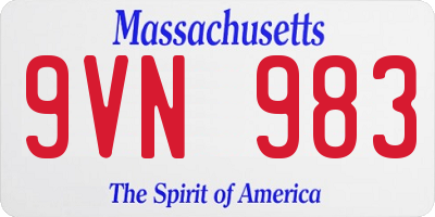 MA license plate 9VN983