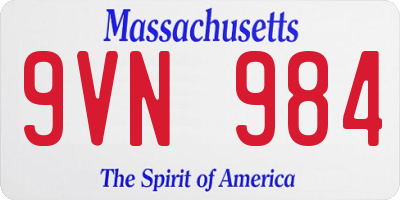 MA license plate 9VN984