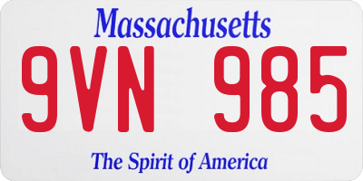 MA license plate 9VN985