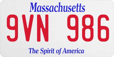 MA license plate 9VN986