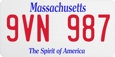 MA license plate 9VN987