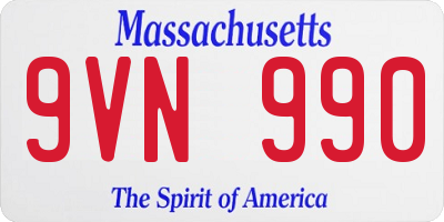 MA license plate 9VN990