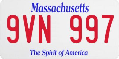 MA license plate 9VN997