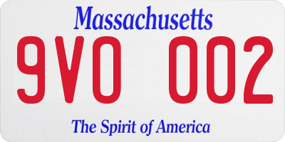 MA license plate 9VO002