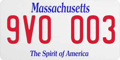 MA license plate 9VO003