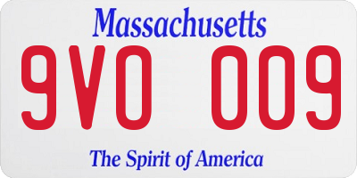 MA license plate 9VO009