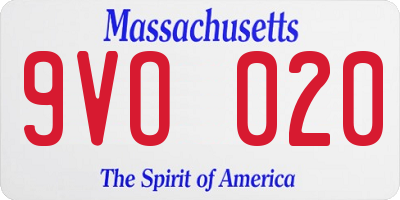 MA license plate 9VO020