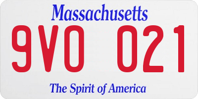MA license plate 9VO021