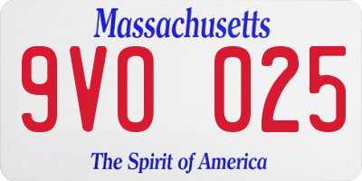 MA license plate 9VO025