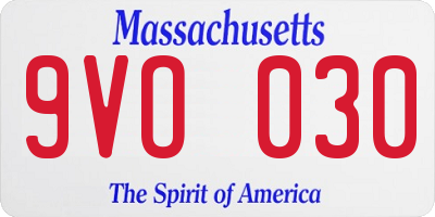 MA license plate 9VO030