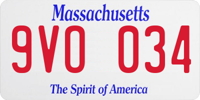 MA license plate 9VO034