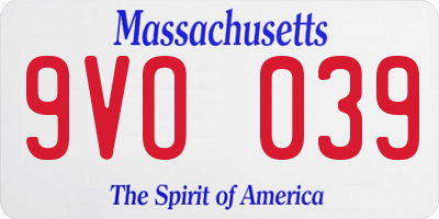 MA license plate 9VO039