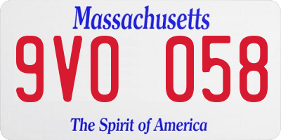 MA license plate 9VO058