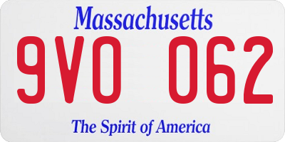 MA license plate 9VO062