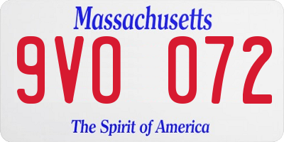 MA license plate 9VO072